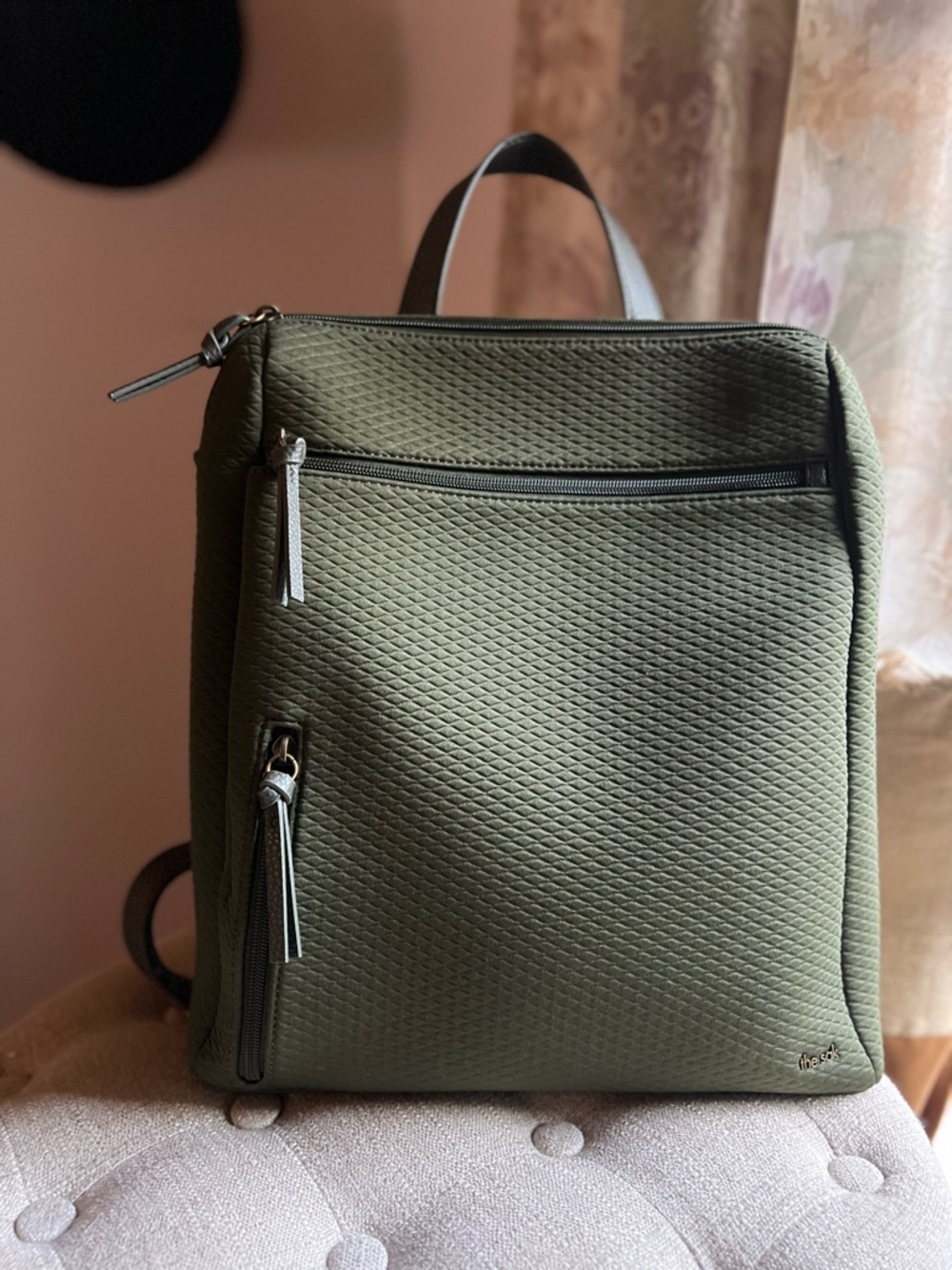 Quilted Olive Green The Sak Backpack - Picture 2 of 13